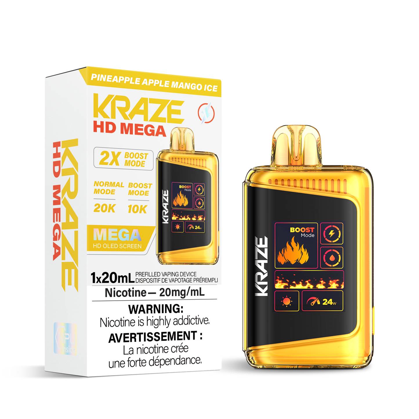 Kraze HD Mega 20k Pineapple Apple Mango Ice - Provincial Tax