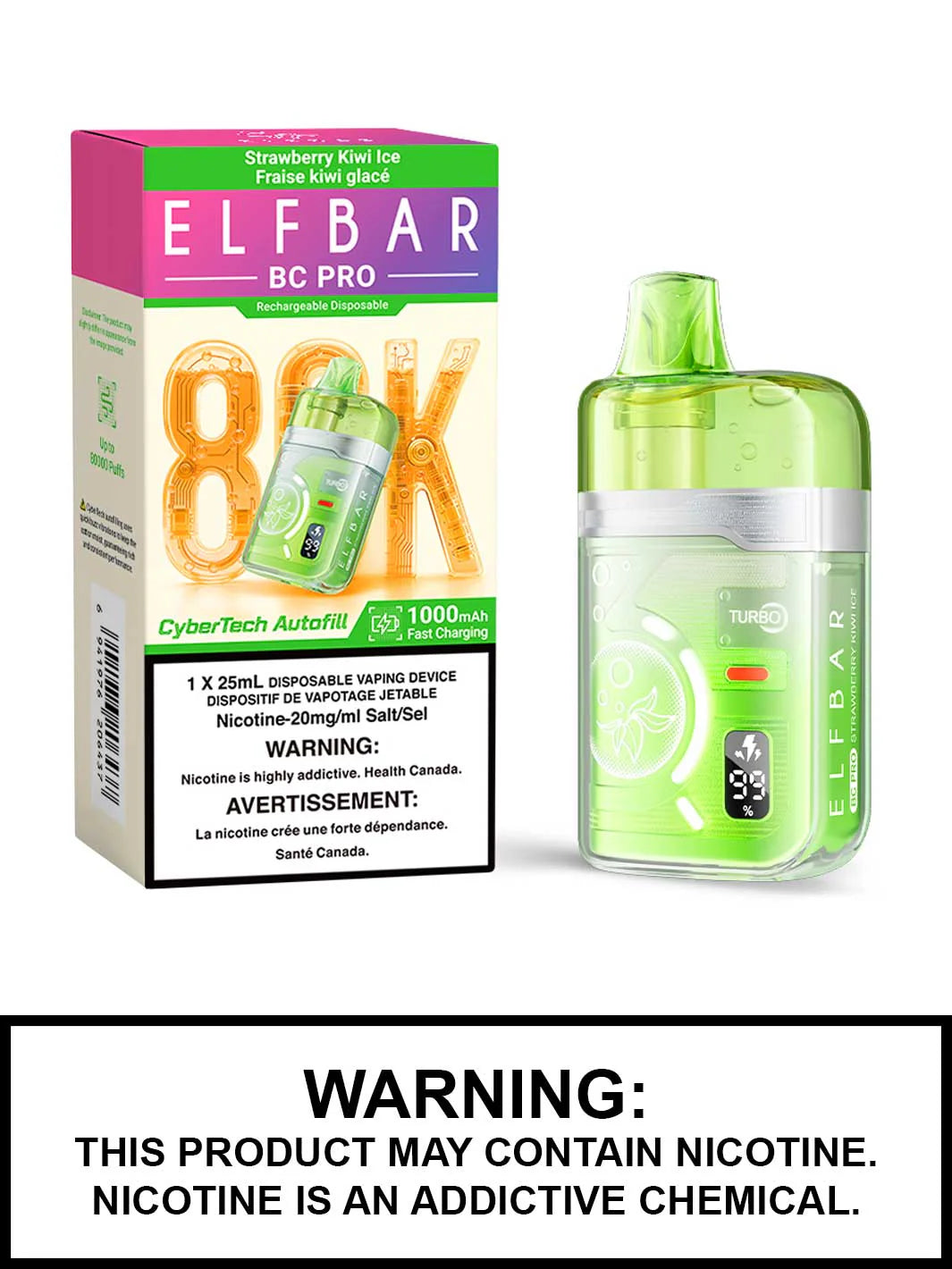 Elfbar bc pro 80k Strawberry Kiwi Ice