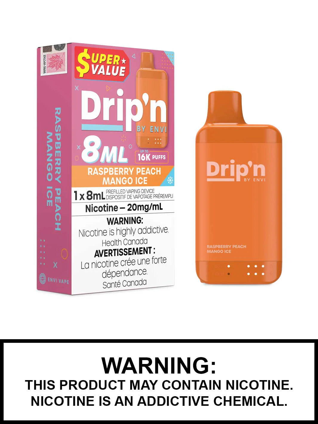 Dripn by Envi 16k Raspberry Peach Mango Ice*