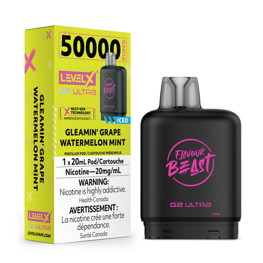 Level x G2 Ultra 50k Pod Gleamin’ Grape Watermelon Mint(Provincial Tax)