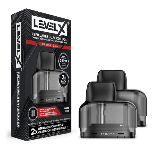 Level x Refillable Dual Coil Pod 5.5mL 0.6/1.2 ohm 2/pk