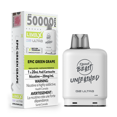 Level x G2 Ultra pod Unleashed 50000 Epic Green Grape 20mg (Provincial Tax)