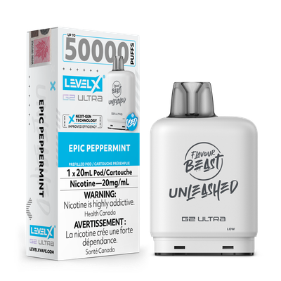Level x G2 Ultra pod Unleashed 50000 Epic Peppermint 20mg (Provincial Tax)