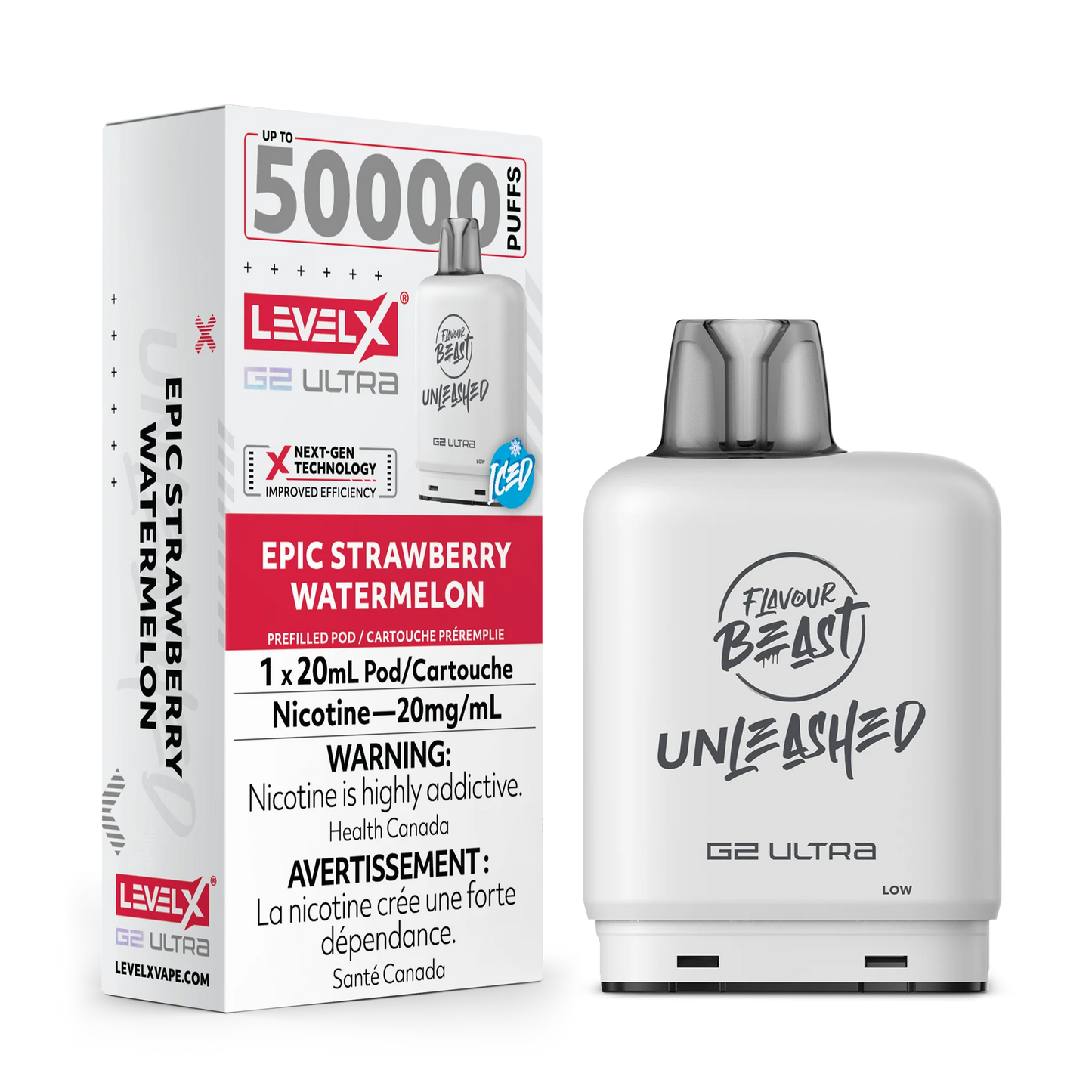 Level x G2 Ultra pod Unleashed 50000 Epic Strawberry Watermelon 20mg