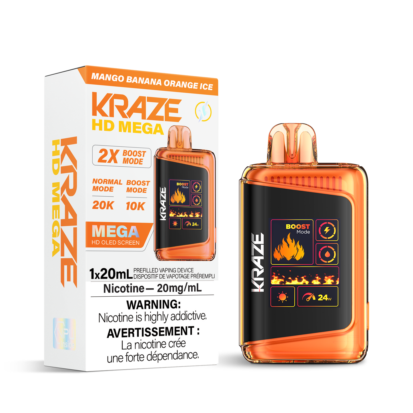 Kraze HD Mega 20k Mango Banana Orange Ice - Provincial Tax