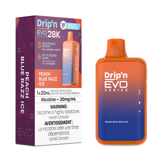 Dripn Evo 28k Peach blue razz ice *