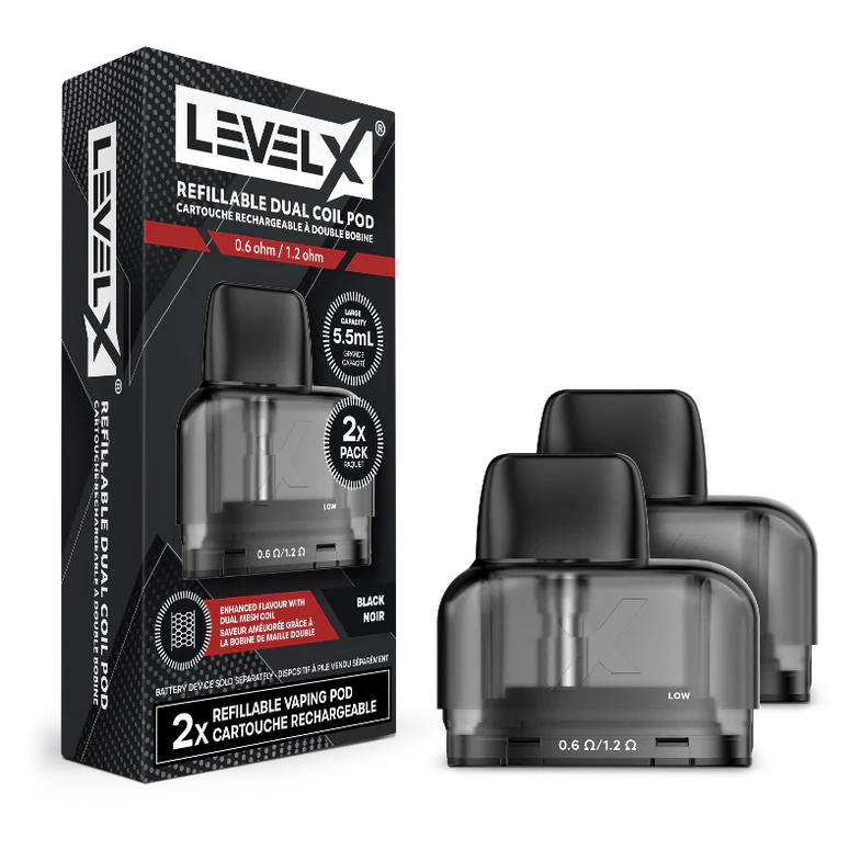 Level x Refillable Dual Coil Pod 5.5mL 0.6/1.2 ohm 2/pk