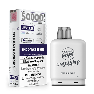 Level x G2 Ultra pod Unleashed 50000 Epic Dark Berries 20mg (Provincial Tax)