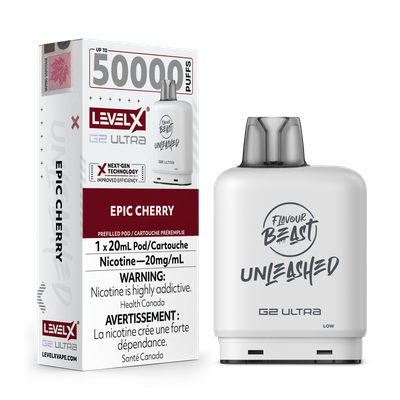 Level x G2 ultra pod unleashed 50000 Epic Cherry 20mg (Provincial Tax)